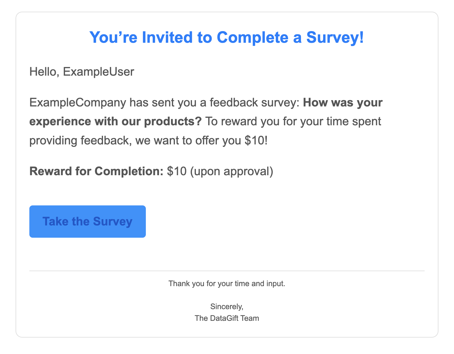 DataGift USD Incentivized Survey